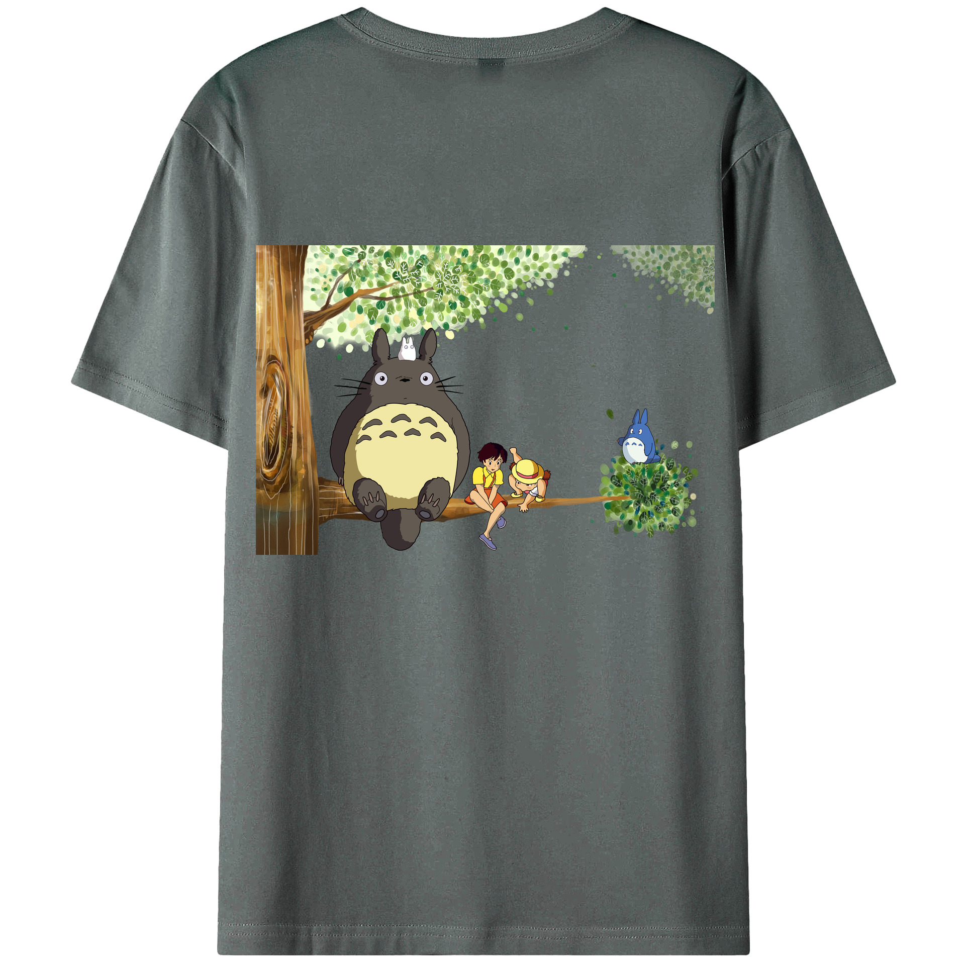 （画像用） となりのトトロ 草壁メイ 草壁サツキ My Neighbor Totoro Satsuki Kusakabe Mei Kusakabe 綿100％ メンズ半袖Tシャツ（バックプリント） 通気性
